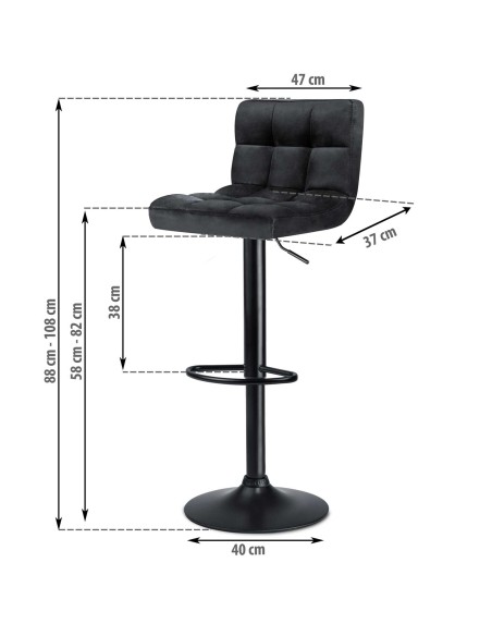 Baro kėdė su atlošu Monro juoda Baro kėdė su atlošu Monro juoda