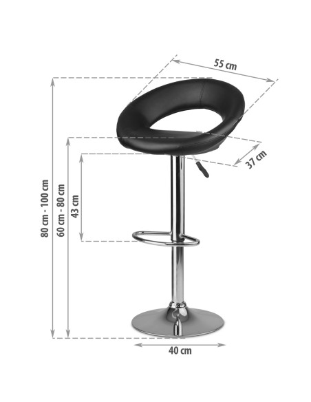 Baro kėdė su atlošu Forza juoda Baro kėdė su atlošu Forza juoda