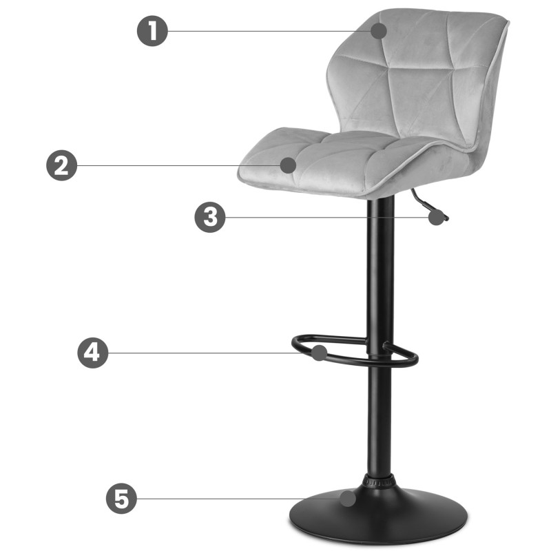 Castel šviesiai pilka baro kėdė su atlošu