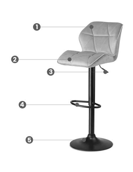 Castel šviesiai pilka baro kėdė su atlošu Castel šviesiai pilka baro kėdė su atlošu