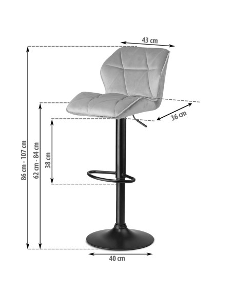 Castel šviesiai pilka baro kėdė su atlošu Castel šviesiai pilka baro kėdė su atlošu