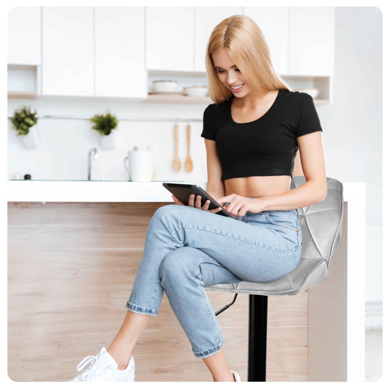 Castel šviesiai pilka baro kėdė su atlošu