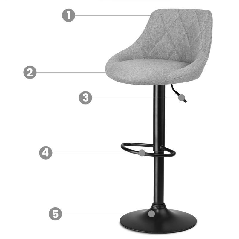 Baro kėdė su atlošu Nerra pilka medžiaga