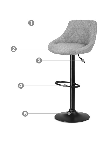 Baro kėdė su atlošu Nerra pilka medžiaga Baro kėdė su atlošu Nerra pilka medžiaga