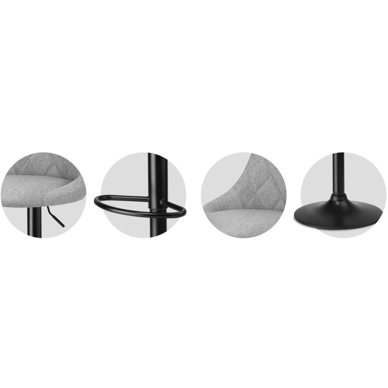 Baro kėdė su atlošu Nerra pilka medžiaga