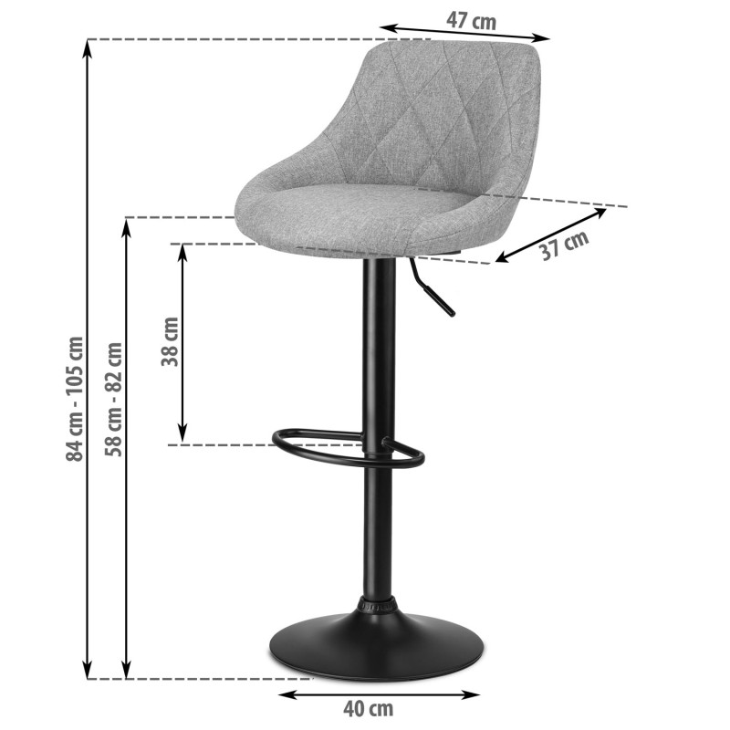 Baro kėdė su atlošu Nerra pilka medžiaga