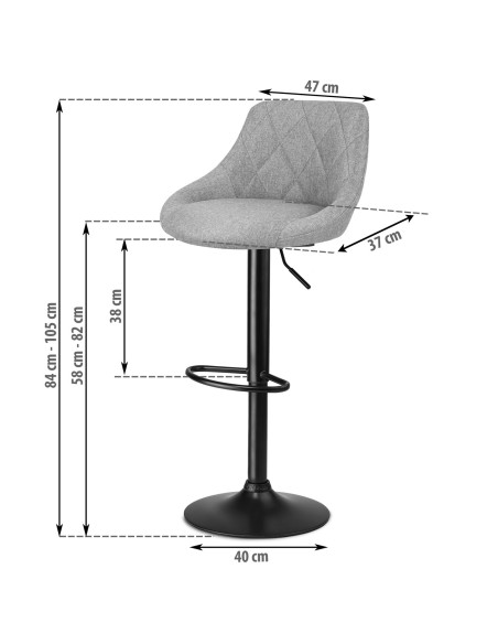 Baro kėdė su atlošu Nerra pilka medžiaga Baro kėdė su atlošu Nerra pilka medžiaga