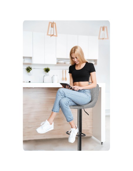 Baro kėdė su atlošu Nerra pilka medžiaga Baro kėdė su atlošu Nerra pilka medžiaga