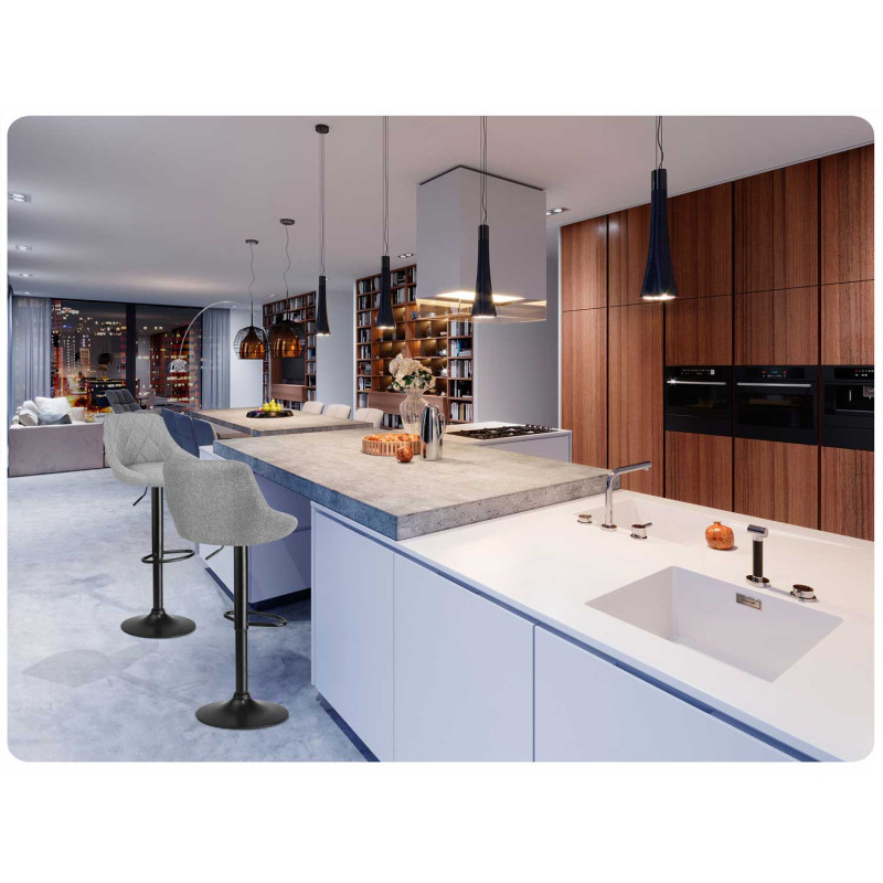 Baro kėdė su atlošu Nerra pilka medžiaga