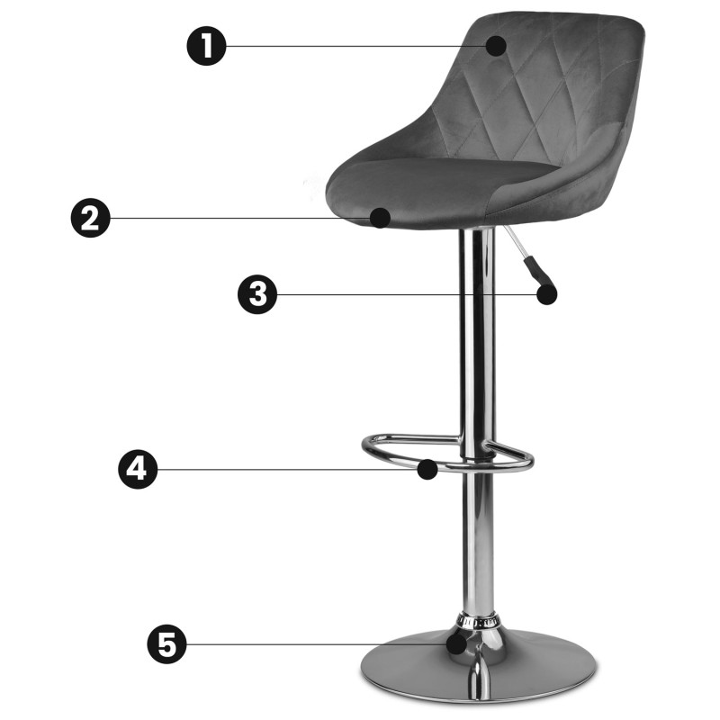 Baro kėdė su atlošu Nerra pilka