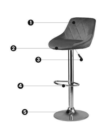 Baro kėdė su atlošu Nerra pilka Baro kėdė su atlošu Nerra pilka