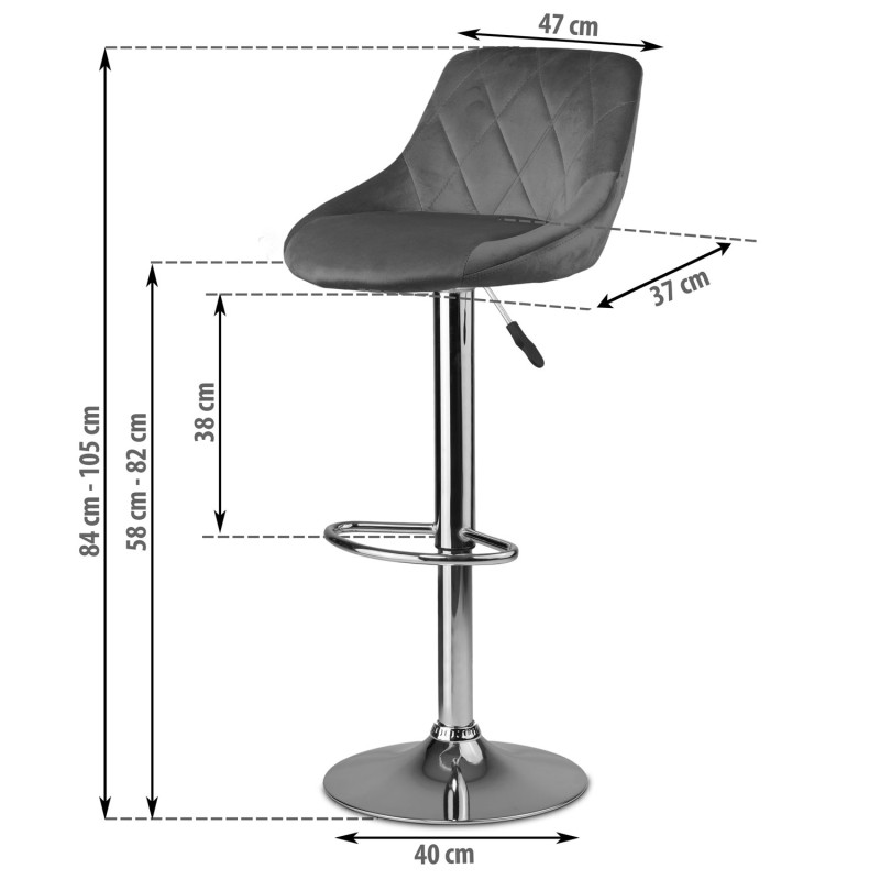 Baro kėdė su atlošu Nerra pilka