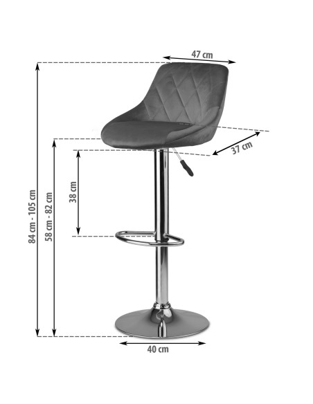 Baro kėdė su atlošu Nerra pilka Baro kėdė su atlošu Nerra pilka