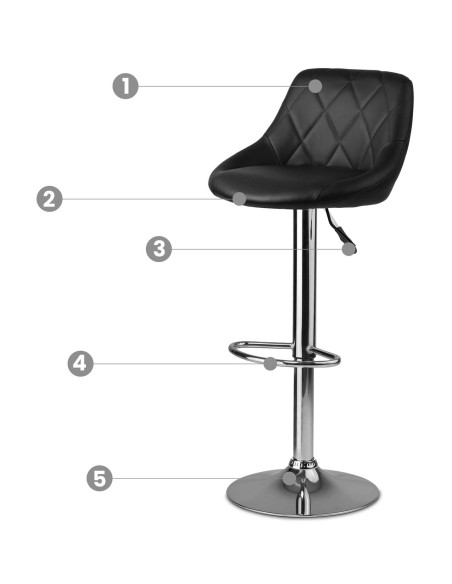 Baro kėdė su atlošu Nerra juoda