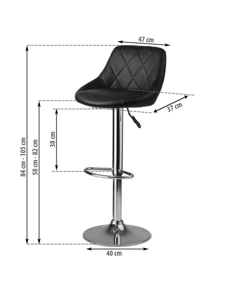 Baro kėdė su atlošu Nerra juoda