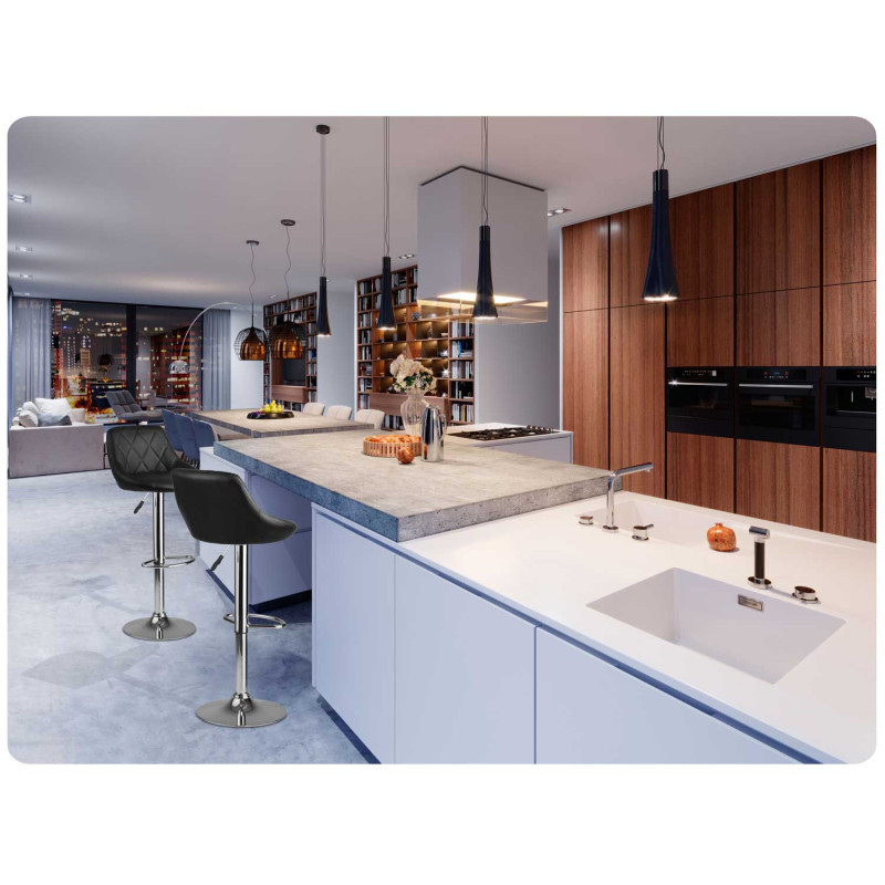 Baro kėdė su atlošu Nerra juoda