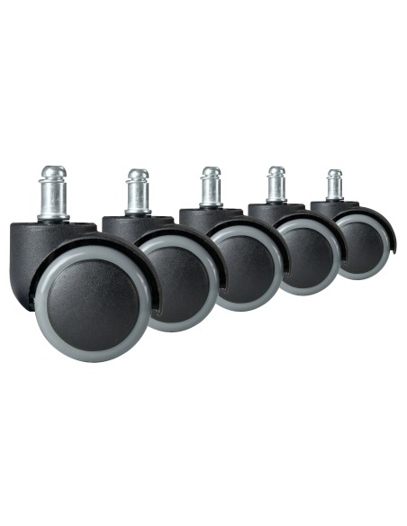 Guminiai ratukai biuro kėdėms, 5 vnt.pilkos spalvos Guminiai ratukai biuro kėdėms, 5 vnt.pilkos spalvos