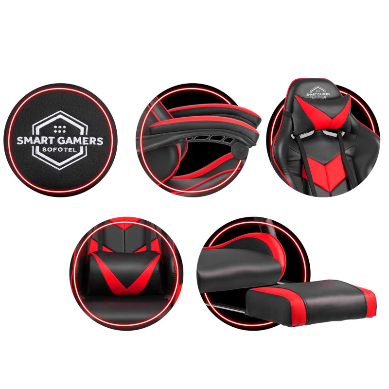 Biuro fotelis žaidėjui Sofotel Cerber juoda ir raudona