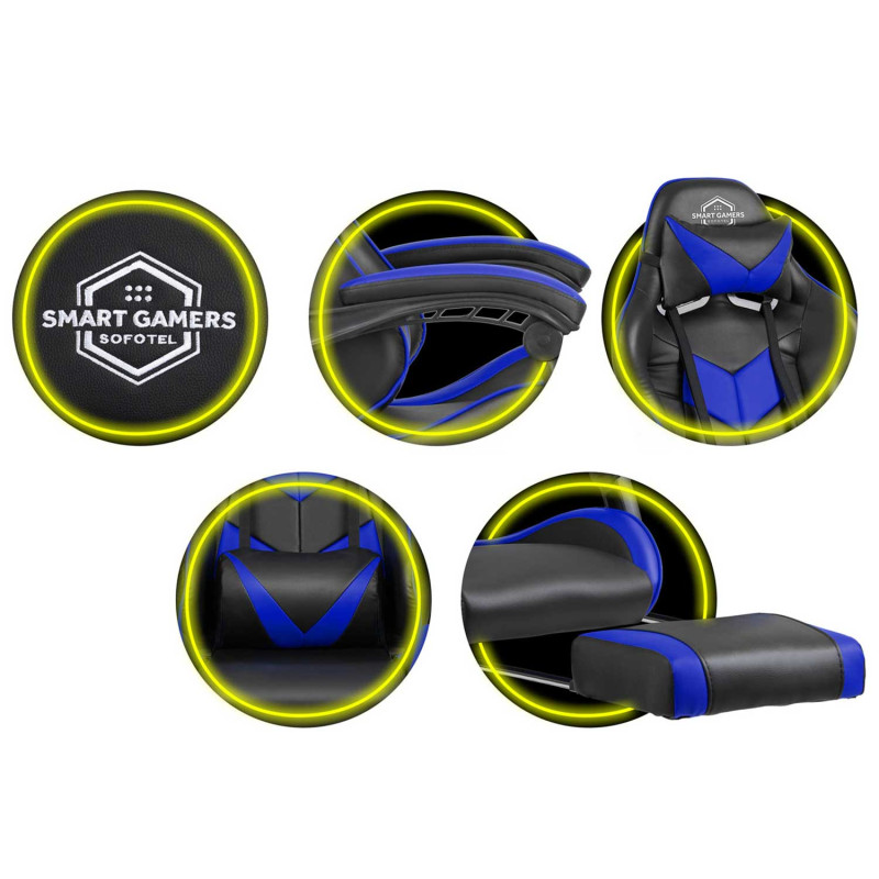 Biuro fotelis žaidėjui Sofotel Cerber juoda ir mėlyna