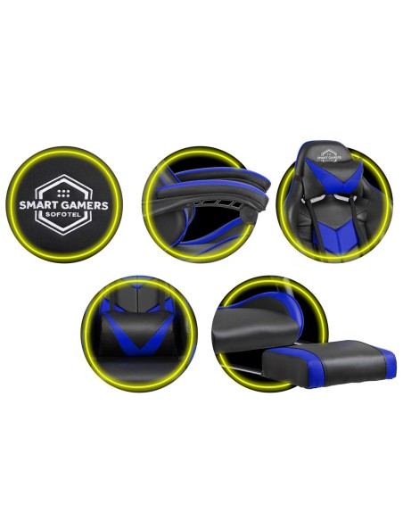 Biuro fotelis žaidėjui Sofotel Cerber juoda ir mėlyna Biuro fotelis žaidėjui Sofotel Cerber juoda ir mėlyna