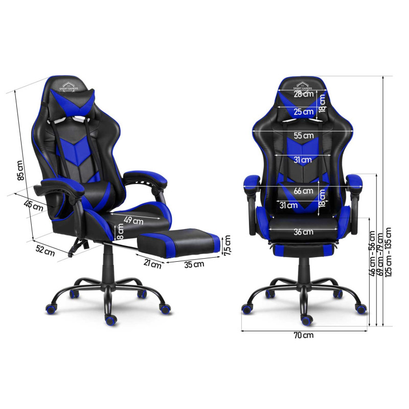 Biuro fotelis žaidėjui Sofotel Cerber juoda ir mėlyna