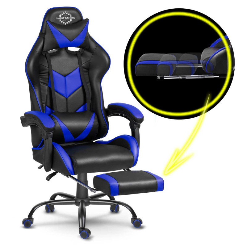 Biuro fotelis žaidėjui Sofotel Cerber juoda ir mėlyna