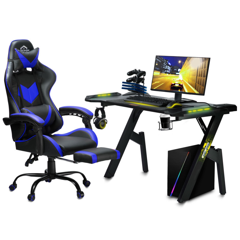 Biuro fotelis žaidėjui Sofotel Cerber juoda ir mėlyna