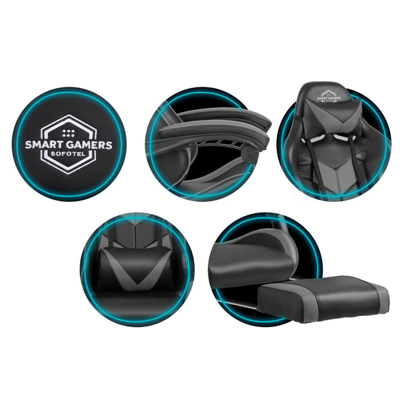 Sofotel Cerber juoda ir pilka biuro žaidimų kėdė