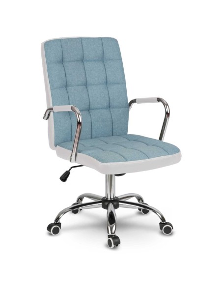 Benton mėlynos ir baltos spalvos audinio biuro fotelis Benton mėlynos ir baltos spalvos audinio biuro fotelis