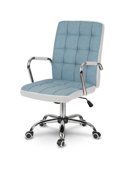 Benton mėlynos ir baltos spalvos audinio biuro fotelis Benton mėlynos ir baltos spalvos audinio biuro fotelis