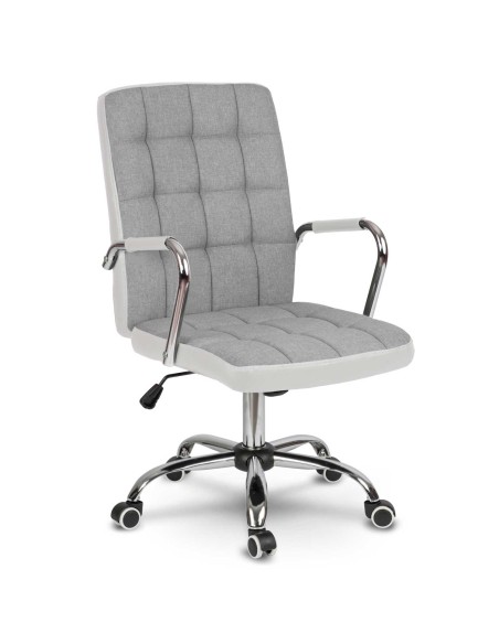 Pilkos ir baltos spalvos Benton audinio biuro fotelis Pilkos ir baltos spalvos Benton audinio biuro fotelis