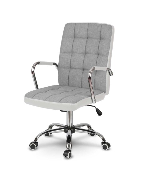 Pilkos ir baltos spalvos Benton audinio biuro fotelis Pilkos ir baltos spalvos Benton audinio biuro fotelis