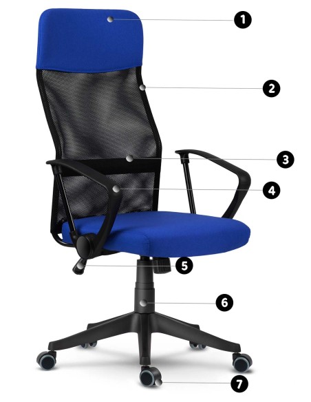 Sidnėjaus mėlynos ir juodos spalvos mikro tinklelio biuro fotelis Sidnėjaus mėlynos ir juodos spalvos mikro tinklelio biuro fotelis