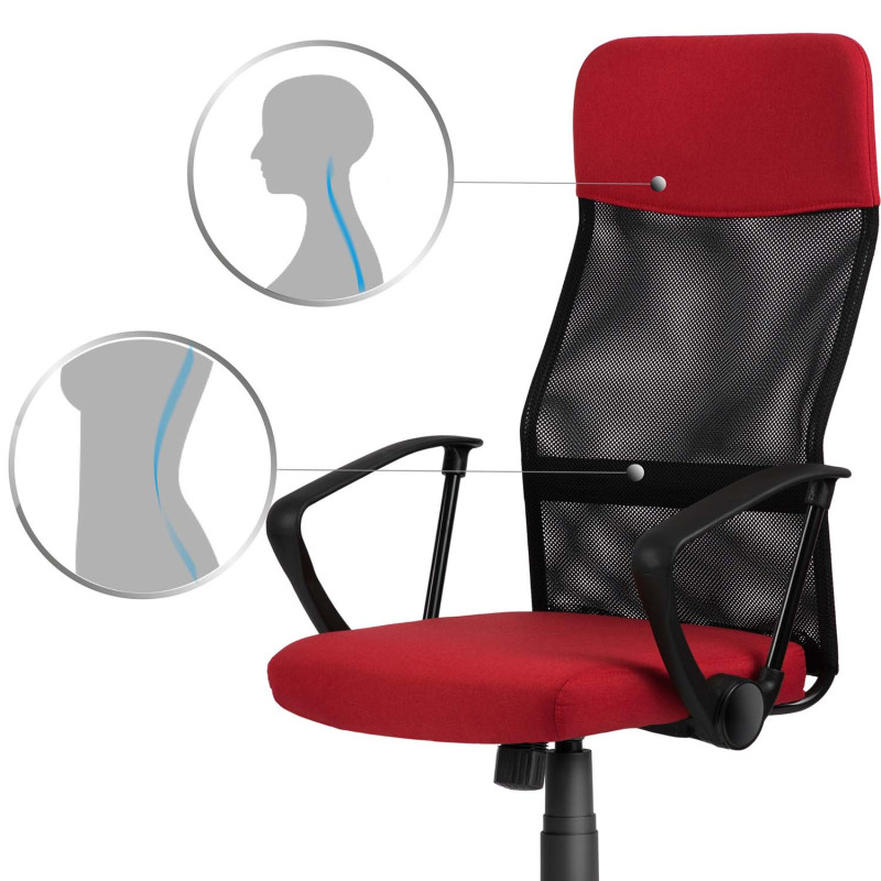 Sidney raudonos ir juodos spalvos mikro tinklelio biuro fotelis