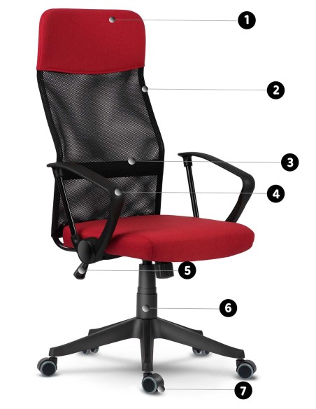 Sidney raudonos ir juodos spalvos mikro tinklelio biuro fotelis Sidney raudonos ir juodos spalvos mikro tinklelio biuro fotelis