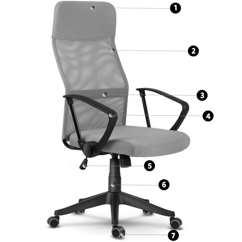 Biuro fotelis pagamintas iš mikrotinklo Sofotel Sydney šviesiai pilkos spalvos