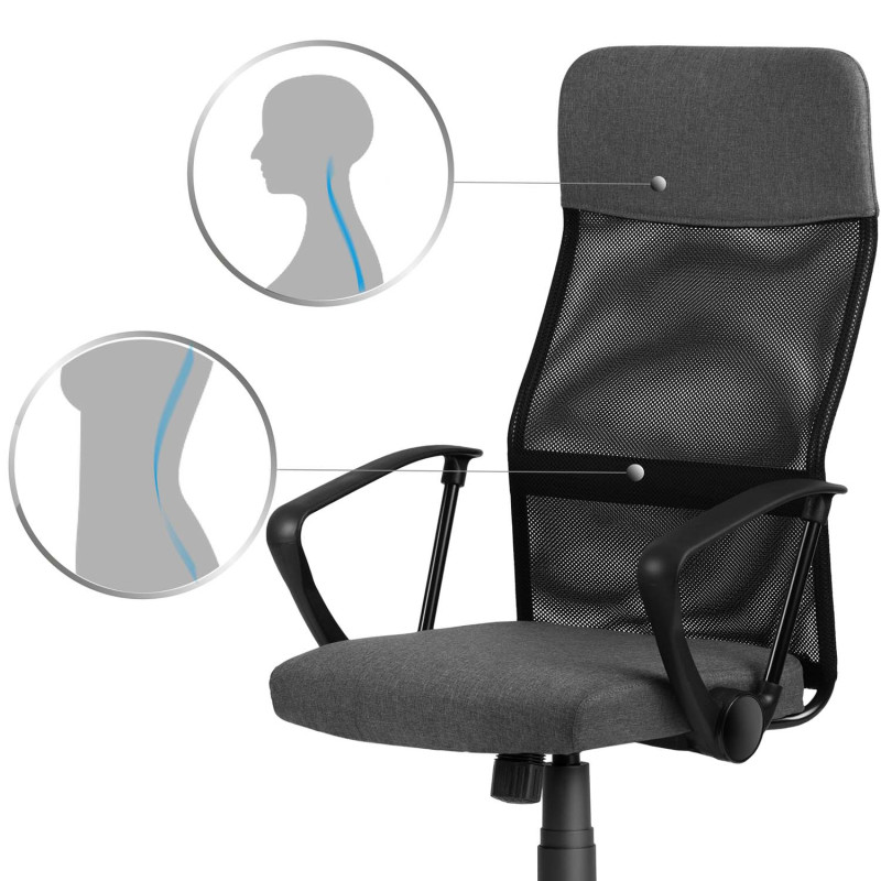 Biuro fotelis pagamintas iš mikro tinklelio So fotelis Sydney tamsiai pilka