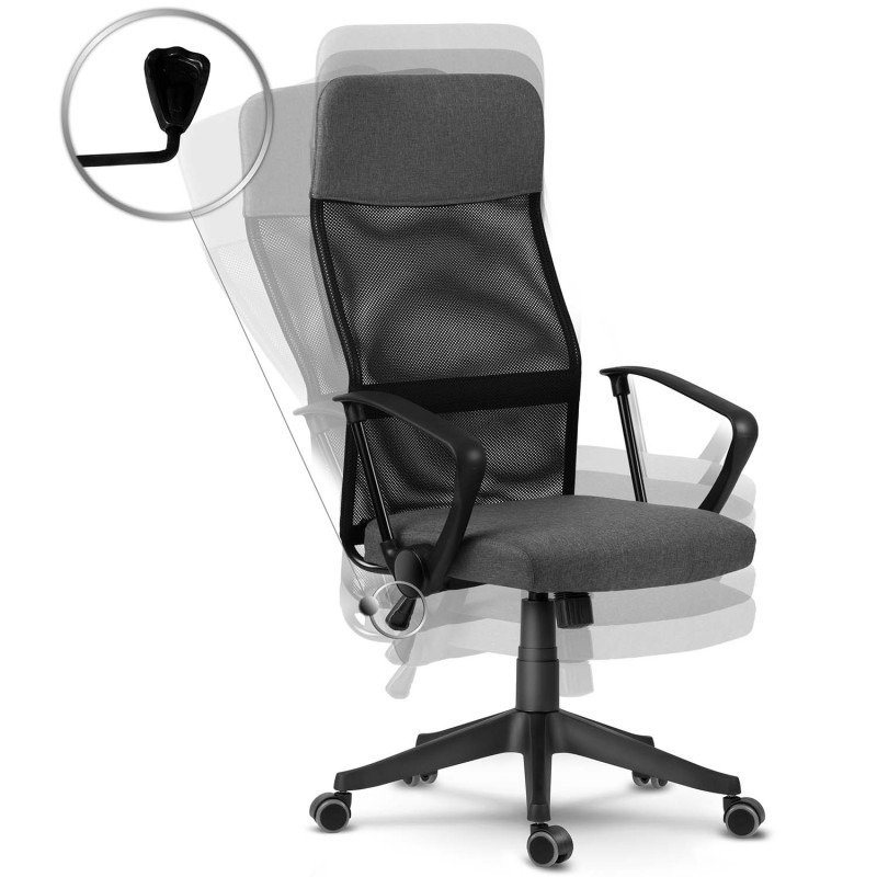 Biuro fotelis pagamintas iš mikro tinklelio So fotelis Sydney tamsiai pilka