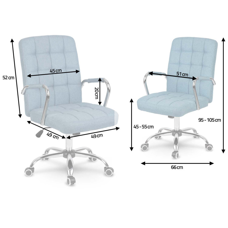 Benton mėlyno audinio biuro fotelis