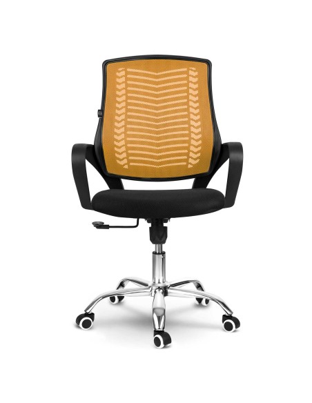 Biuro fotelis pagamintas iš mikrotinklo Sofotel Denar oranžinės spalvos Biuro fotelis pagamintas iš mikrotinklo Sofotel Denar oranžinės spalvos