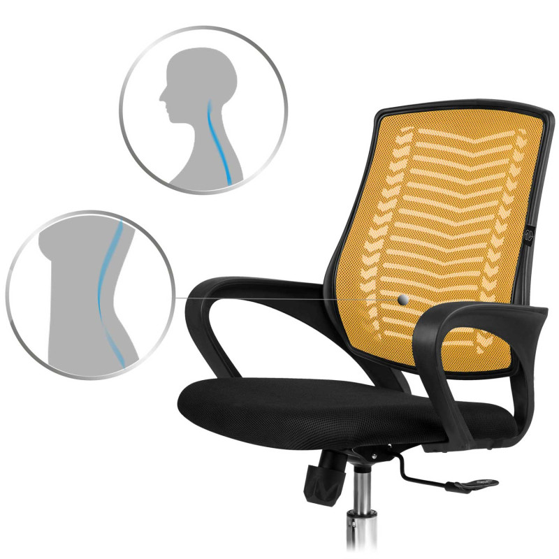 Biuro fotelis pagamintas iš mikrotinklo Sofotel Denar oranžinės spalvos