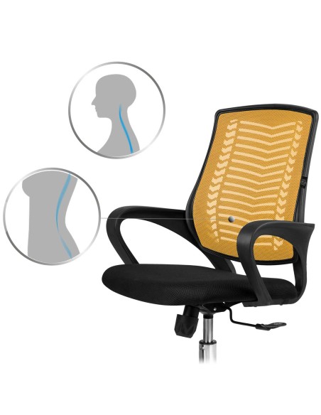 Biuro fotelis pagamintas iš mikrotinklo Sofotel Denar oranžinės spalvos Biuro fotelis pagamintas iš mikrotinklo Sofotel Denar oranžinės spalvos