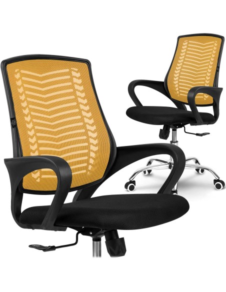 Biuro fotelis pagamintas iš mikrotinklo Sofotel Denar oranžinės spalvos Biuro fotelis pagamintas iš mikrotinklo Sofotel Denar oranžinės spalvos