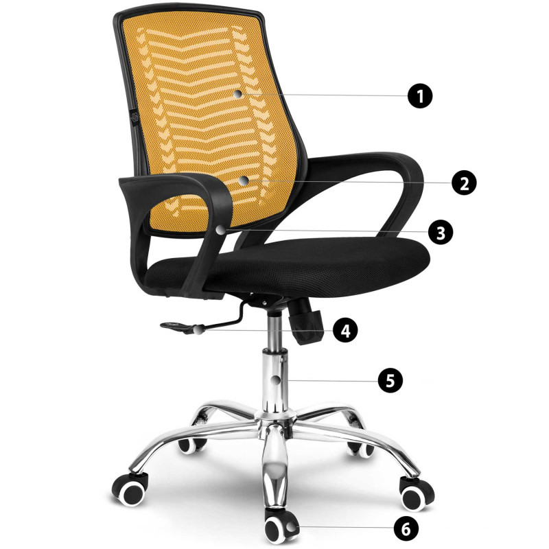 Biuro fotelis pagamintas iš mikrotinklo Sofotel Denar oranžinės spalvos