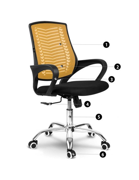 Biuro fotelis pagamintas iš mikrotinklo Sofotel Denar oranžinės spalvos Biuro fotelis pagamintas iš mikrotinklo Sofotel Denar oranžinės spalvos