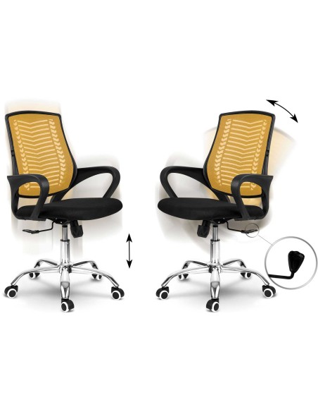 Biuro fotelis pagamintas iš mikrotinklo Sofotel Denar oranžinės spalvos Biuro fotelis pagamintas iš mikrotinklo Sofotel Denar oranžinės spalvos