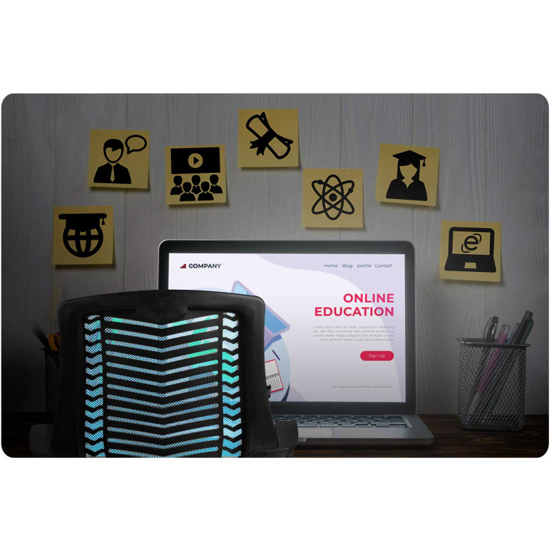 Sofotel Denar mėlynos spalvos mikrotinklo biuro fotelis