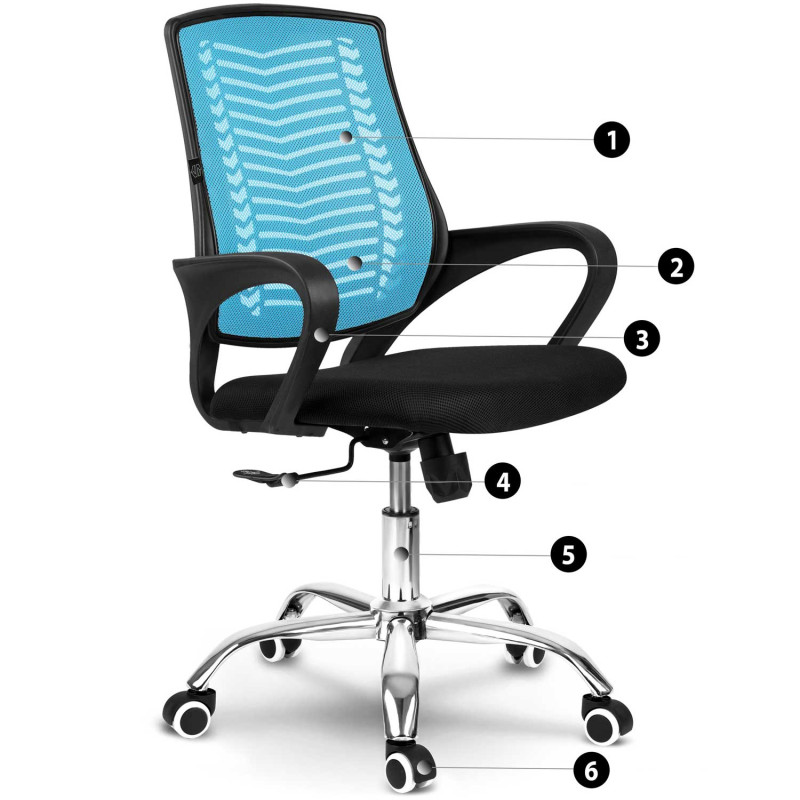 Sofotel Denar mėlynos spalvos mikrotinklo biuro fotelis