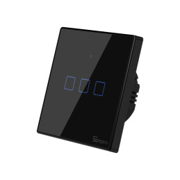 Trijų kanalų jutiklinės šviesos jungiklis WiFi mygtuko jungiklis 433MHz RF juodas T3EU3C-TX