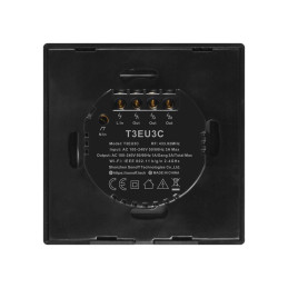 Trijų kanalų jutiklinės šviesos jungiklis WiFi mygtuko jungiklis 433MHz RF juodas T3EU3C-TX
